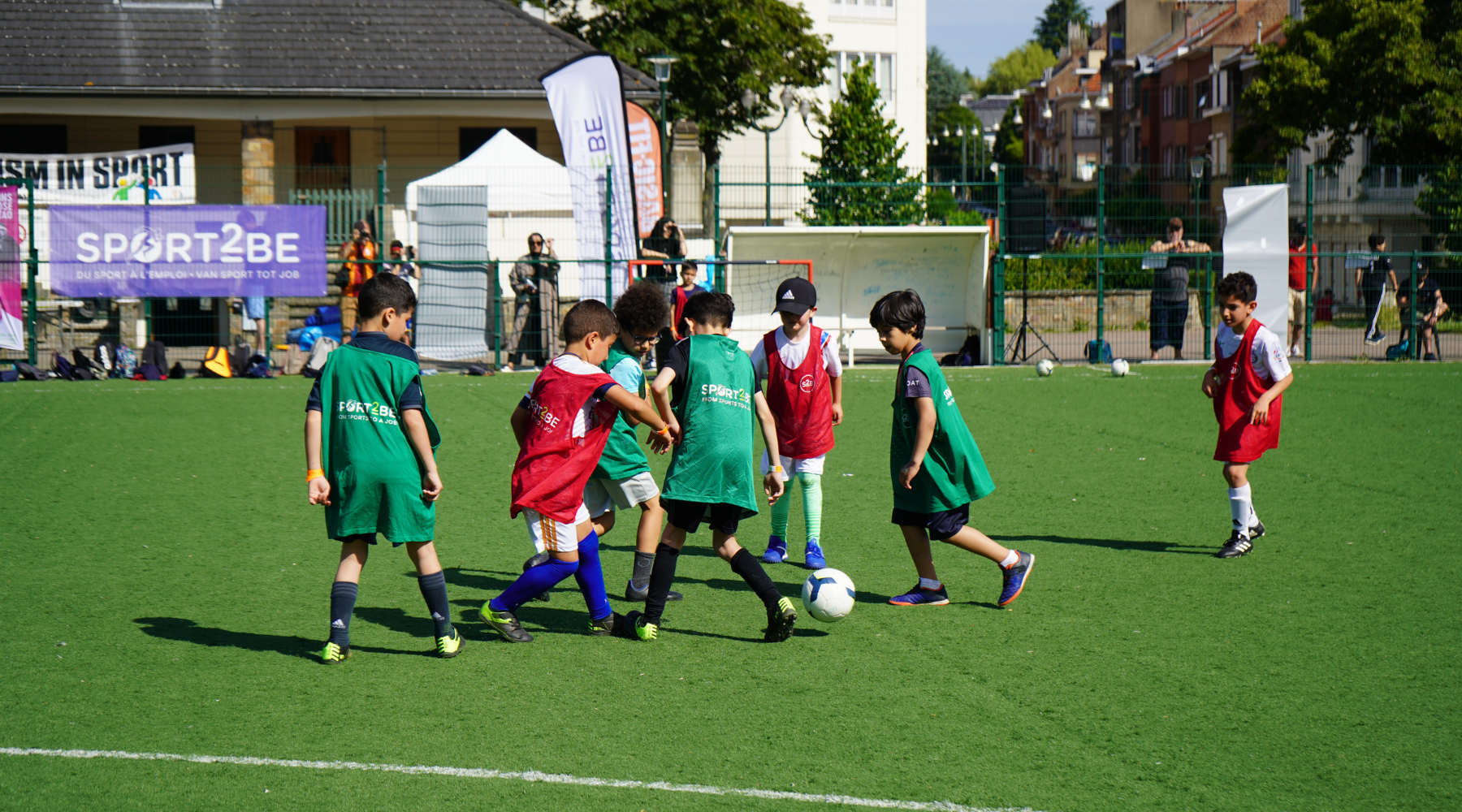 Young boys taking part in our free training sessions organised by Sport2Be